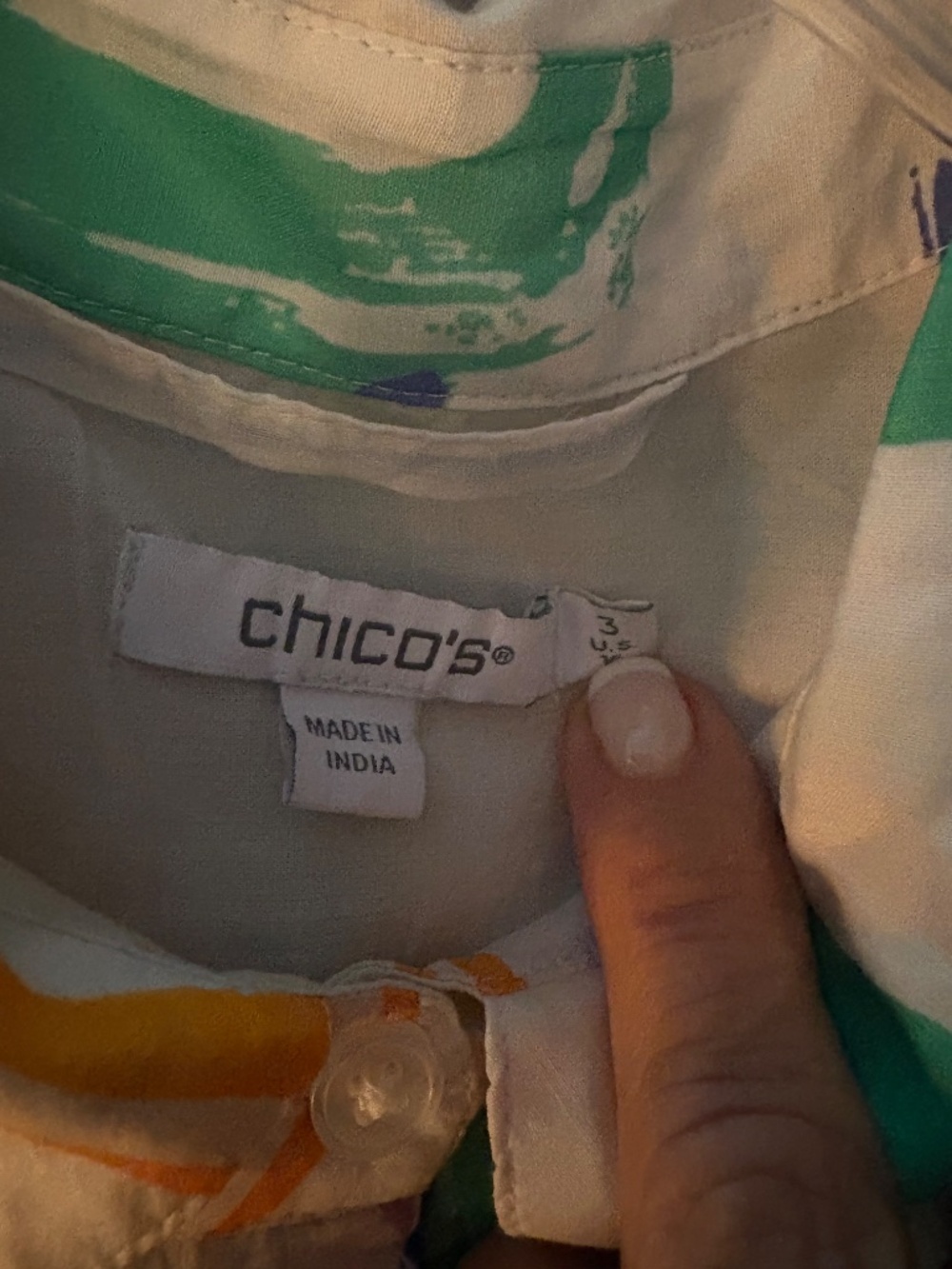 Chico light weight lined colorful dress size 3 - Picture 3 of 4